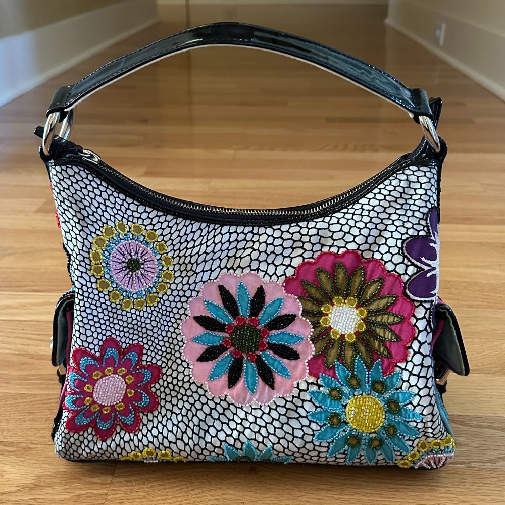 Isabella Fiore Vintage Floral Beaded Handbag